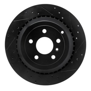 Mercedes-Benz GL350 Brake Rotor (1) - Rear Right - R1 Concepts - Drilled & Slotted - Black - `06-`12